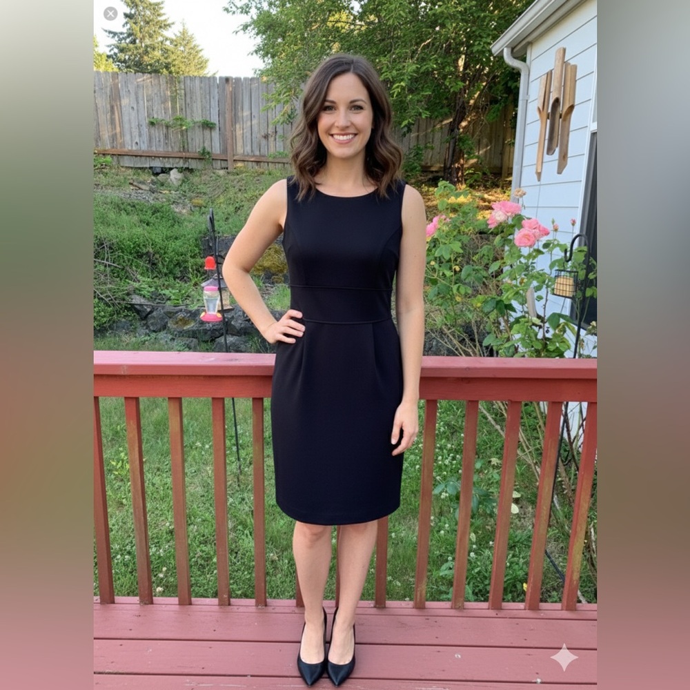 Covington black sheath dress LBD